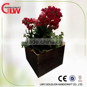 Set of 2 Flower Pots, Pots Garden, Wood Plant Pots thumbnail-2