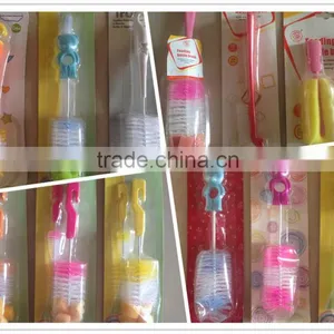 China Factory Wholesale Health 100% Sponge Nylon Baby Bottle Brush Set thumbnail-2