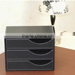 Home & Office Stationery ,hot Sell Pu Faux Leather 4 Drawer Sorter Desk Orgainser thumbnail-2