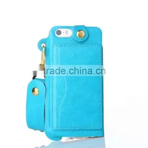 Anti Shock PU Back Stand Case for IPhone SE With String Leather Rubber Cover With Card Slot for IPhone 5 5s 5c MT-5764 thumbnail-4