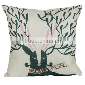 2016 Hot Sale Home Decorative Custom Deer Printing Linen Cheap Cushion Cover thumbnail-3
