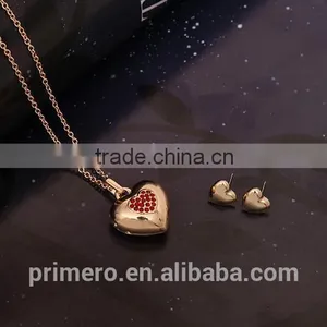 New Arrive Gold Plated Jewelry Fashion Cute Pretty Heart Necklace Earring Set TOP Quality thumbnail-4