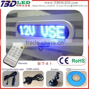 5V USB/12V DC Blue 7*41 Mini Led Car Window Message Sign With Remote thumbnail-1
