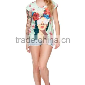 Brand New Custom 3D Printing Hipster Girl Fabric Rock T-shirt thumbnail-5