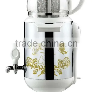 2.5L Russia Stainless Steel Samovar CA-902BS With Flower thumbnail-1