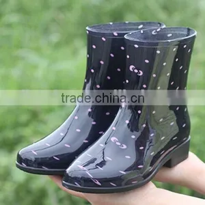 2015 New Style Garden Rubber PVC Cheap Clear Women Raining Boots Quality Choice thumbnail-1