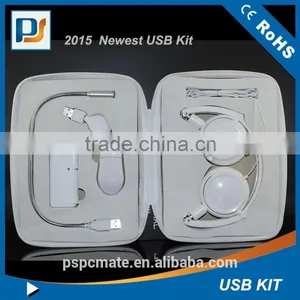 White Color Computer Accessories Gift Set -usb Led Light/mini Mouse/usb Hub/heaphone thumbnail-3