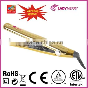 Factory Direct 100-240V Universal Voltage 230C/450F Nano Titanium Floating Hair Straightener Gold CE Rohs CETLus CTUVus Quality Choice thumbnail-1