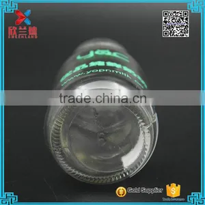 250ml Glass Milk Pudding Juice Bottle Jar With Transparent Plastic Cap and Logo Screw Printing thumbnail-4