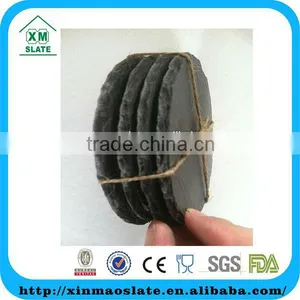 [factory Direct] Dia10cm Natural Edge Set of 4 Round Slate Coaster Item BD-1010CD2A thumbnail-1