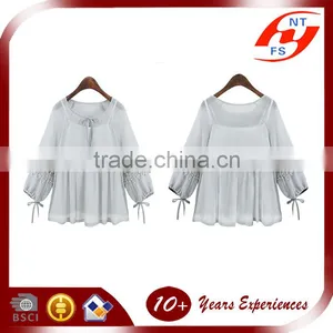 Top Fashion Women Polyester Short Chiffion Blouse Tops Shirt thumbnail-1