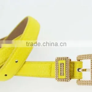 NEW Design Women's Classic Yellow PU Leather Belt for Dress With Leather Buckle thumbnail-5