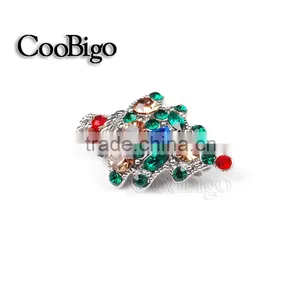 Fashion Jewelry Colorful Rhinestone Charming Christmas Tree Pin Brooch Christmas Party Promotion Gift Apparel Accessories thumbnail-1