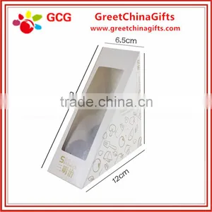 White Cardboard Tke Away Sandwich Packing Boxes With Clear PVC thumbnail-1