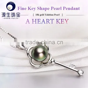 Natural Pearl Pendant 8-9mm Black Tahitian Pearl White Gold Necklace for Wholesale thumbnail-6