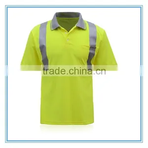Fluorescent Warning Short Sleeve Yellow Work High Visibility Button Shirts thumbnail-2