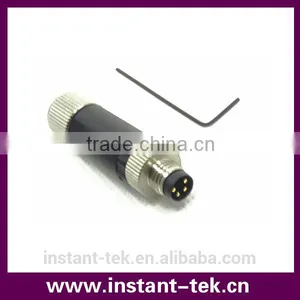 INST M8 Female Male Angle 90 Degree Cable Mould 4pin Circular Ip67 Waterproof Connector thumbnail-2