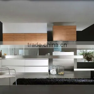 Modern Mix Style Lacquer Mixed Wood Veneer Kitchen Cabinet thumbnail-1
