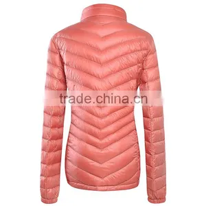 Custom Women Pink Ultra Light Duck Down Jacket thumbnail-2