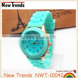 Ladies Quartz Select Fashion Custom Made Cheap Colorful Silicon Rubber Watch thumbnail-1