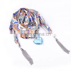 2016 New Design Heart Metal Pendant Scarf Sc150051 thumbnail-2