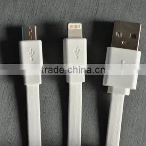 For Iphone 5/5s 6 Plus Samsung S5 S6 Flat Noodle 2 in 1 Data Sync Charging USB Cable thumbnail-6