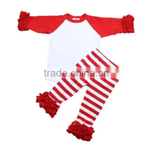 2016 Kids Clothing Set White Chest Black 3/4 Sleeve Children Raglan Icing Pants Girls Boutique Fall Children Clothing Sets Girls thumbnail-4