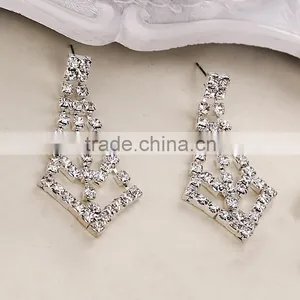Mesh Design Jewelry Women Diamond Tiara Necklace Earrings Sets thumbnail-5