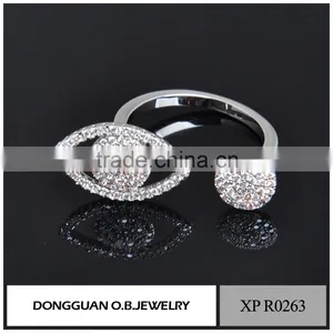 Top Quality Ladies Brass Plated Sliver Finger Ring/fashion White CZ Gemstone Ring thumbnail-5