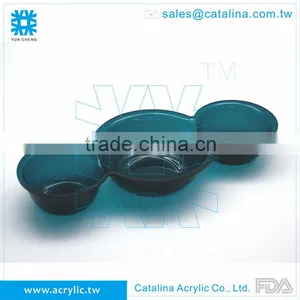 High Quality Acrylic 3 Round Compartment Food Tray thumbnail-5