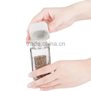 SINOGLASS 8 Pcs With Square Round Design Lid 90ml Glass Jar Spice Rack thumbnail-3