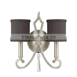 2015 Two Light Decoration Wall Sconce In Silver With Fabric Shade thumbnail-1