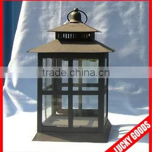 Decorative Outdoor Hanging Antique Hurricane Lantern in Black Color thumbnail-1