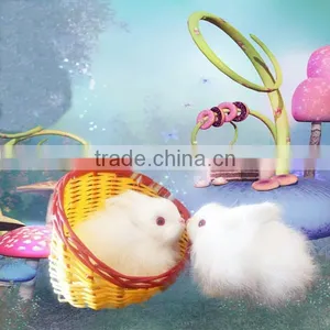Garden Decors Stuffed Toy Easter Bunny Minature Fur Animal Figurines thumbnail-1