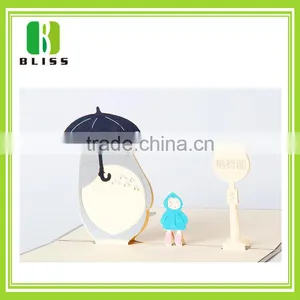 Handmade Best Wishes 120g Glossy Pop up Cartoon Style Custom Paper 3d Greeting Card thumbnail-5