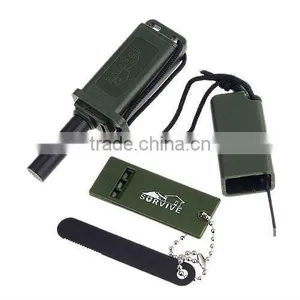 Green Outdoor Survival Dagger Flint Stone Fire Maker With Whistle thumbnail-1