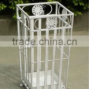 Shabby Chic Metal Umbrella Stand Holder Elegant Antique White thumbnail-1