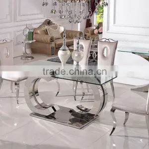 TH286 Modern Dining Room Furniture Tempered Glass Table Chairs thumbnail-6