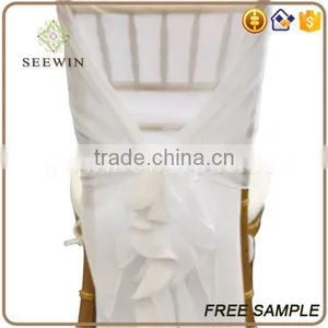 Chiffon Ruffled Banquet Chair Cover for Wedding Party thumbnail-1