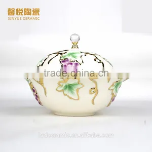 New Style China Ceramic Electroplating Soup Bowl With Lid thumbnail-2