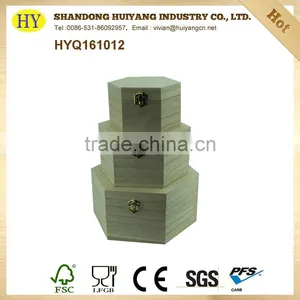 Unfinished Hexagon Wooden Packaging Box Wholesale thumbnail-1