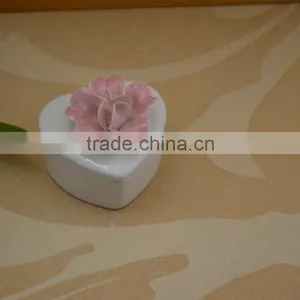 Hand Painted White Ceramic Jewel Box With Flower Shape Design thumbnail-4