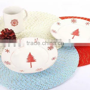 Placemat for Christmas Dinner Set/round Placemat/round Mats thumbnail-1
