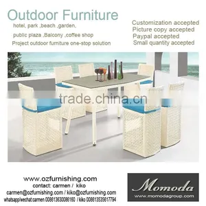 9176 Modren Design Rattan Bar High Table Tempered Glass Top Bar Furniture thumbnail-1