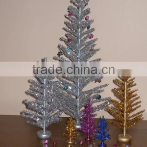 Tabletop Silver Aluminum Christmas Tree thumbnail-2