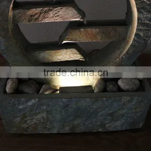4-Level Slate Tabletop Water Fountain With LED Light thumbnail-4