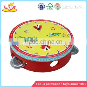 Wholesale Delicate Wooden Tambourine Toy Multiple Colour Wooden Tambourine Toy and Hot Selling Kids Wooden Tambourine W07F002 thumbnail-1