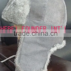 Real Rabbit Fur Trooper Hats,outshell Made of Geniue Suede thumbnail-1