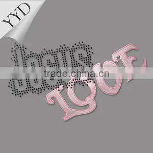 Jesus LOVE With Satin Transfer and Stitching Hotfix Motif Sticker thumbnail-1