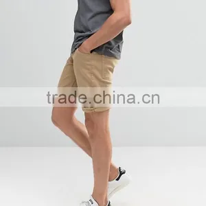 2016 High Quality Latest Custom Five Pocket Men's Khaki Slim Fit 100% Cotton Stretch Denim Concealed Fly Casual Plain Hot Shorts thumbnail-4